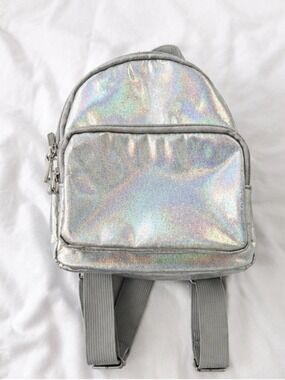 Art Class Silver Holographic Mini Backpack Y2K Festival Bag